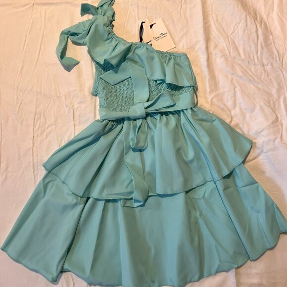 New Danna Belle One Shoulder Party Dress - Aqua Green - Picture 1 of 2